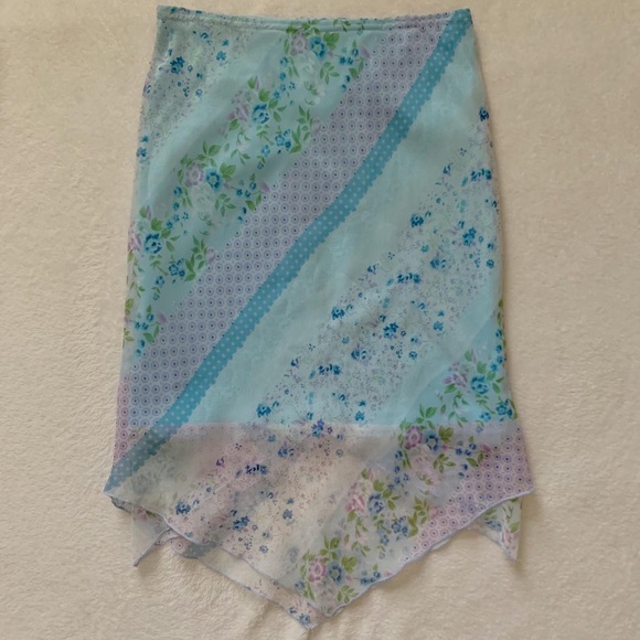 floral blue midi skirt🫐 - Picture 1 of 3